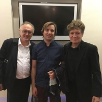 Na wereldcreatie Dubbel Concerto met Eric Desimpelaere (componist) en Eric Speller (hobo)
